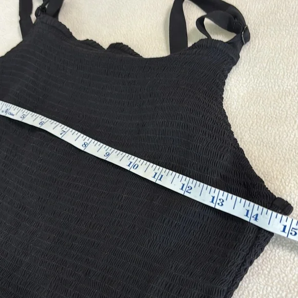 Old Navy Black Cami Dress Elastic Ruching Adjustable Straps Skirt Size Medium - Picture 4 of 7